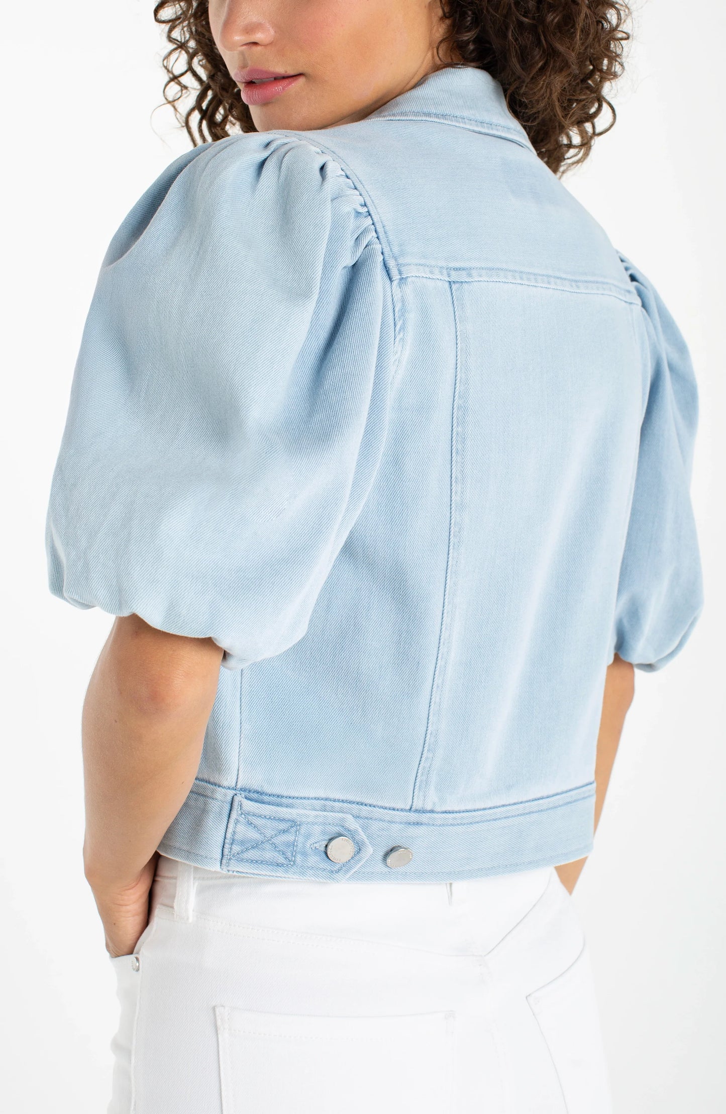 Puff Sleeve Cropped Trucker Jacket by Liverpool
