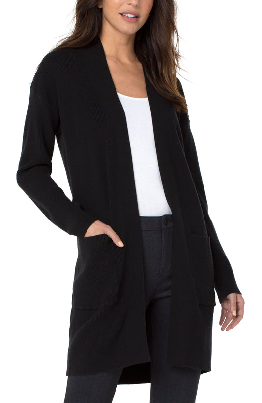 Open Front Cardigan in Black by Liverpool