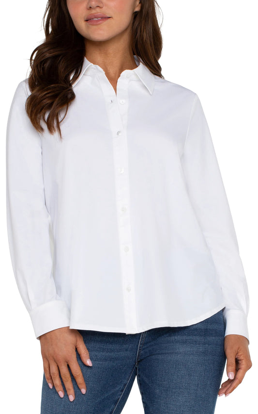 Long Sleeve Button Front Knit Shirt by Liverpool