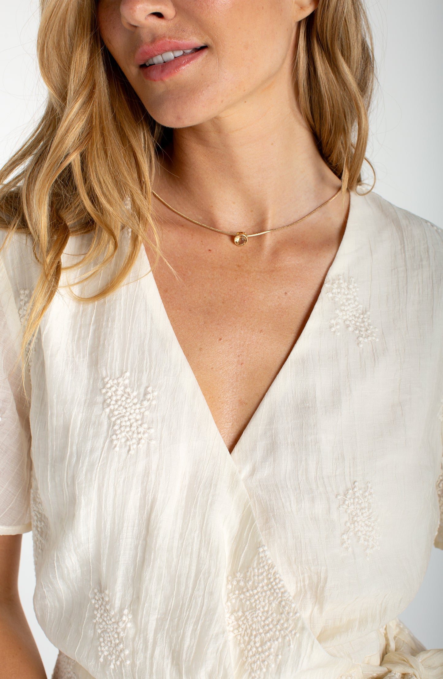 Short Sleeve Wrap Front Woven Top with Tie by Liverpool