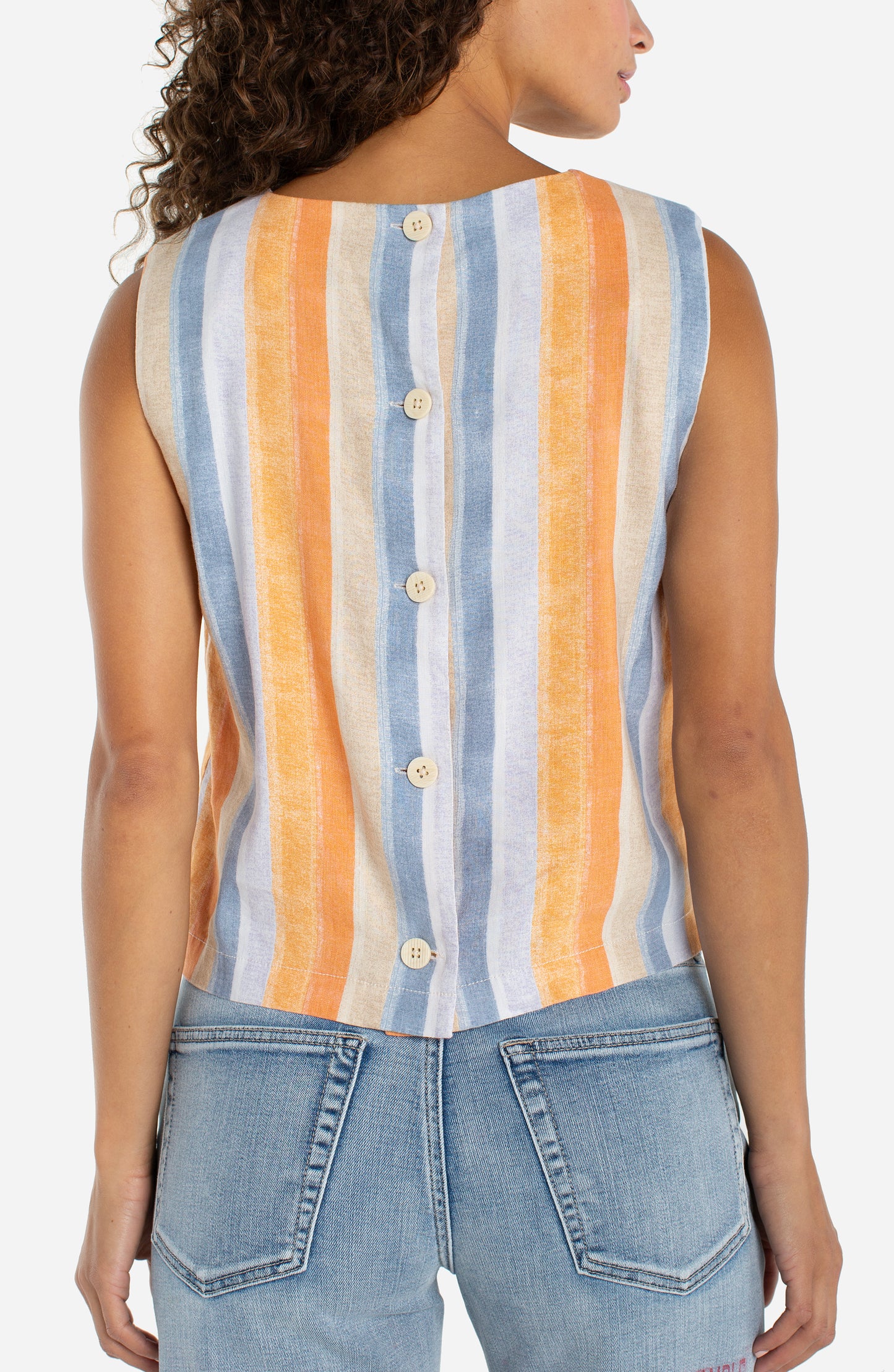 Sleeveless Shell Top with Button Back by Liverpool