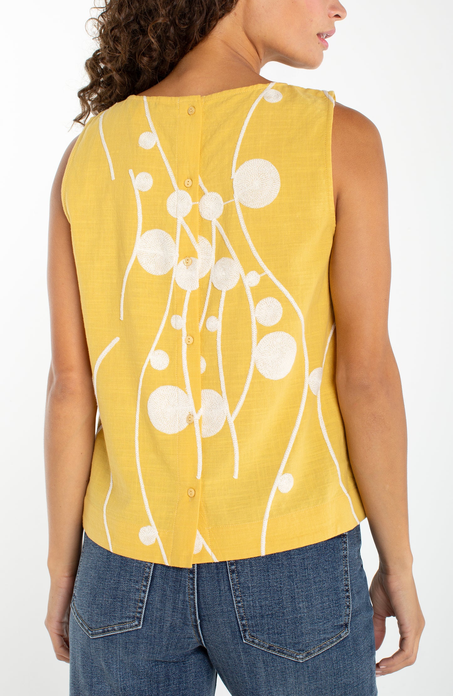 Sleeveless Button Back Woven Top by Liverpool
