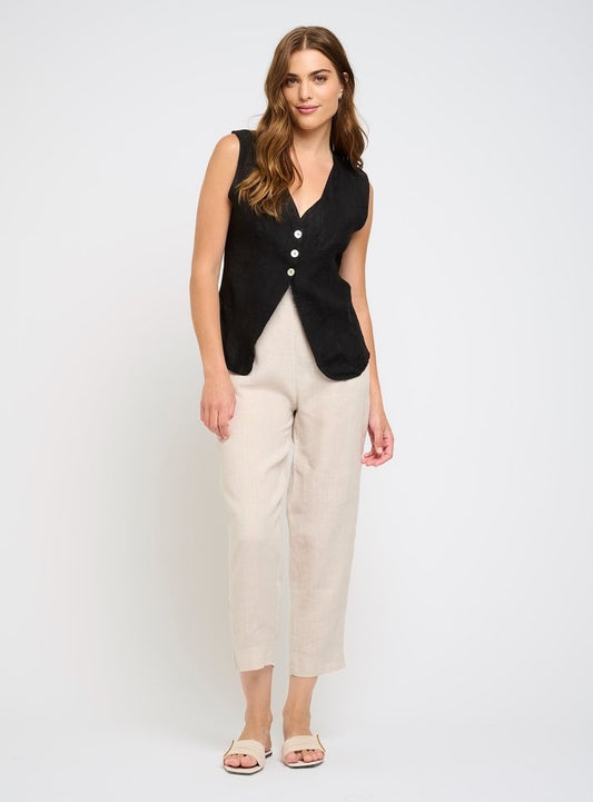 Open Bottom Linen Vest by Pistache
