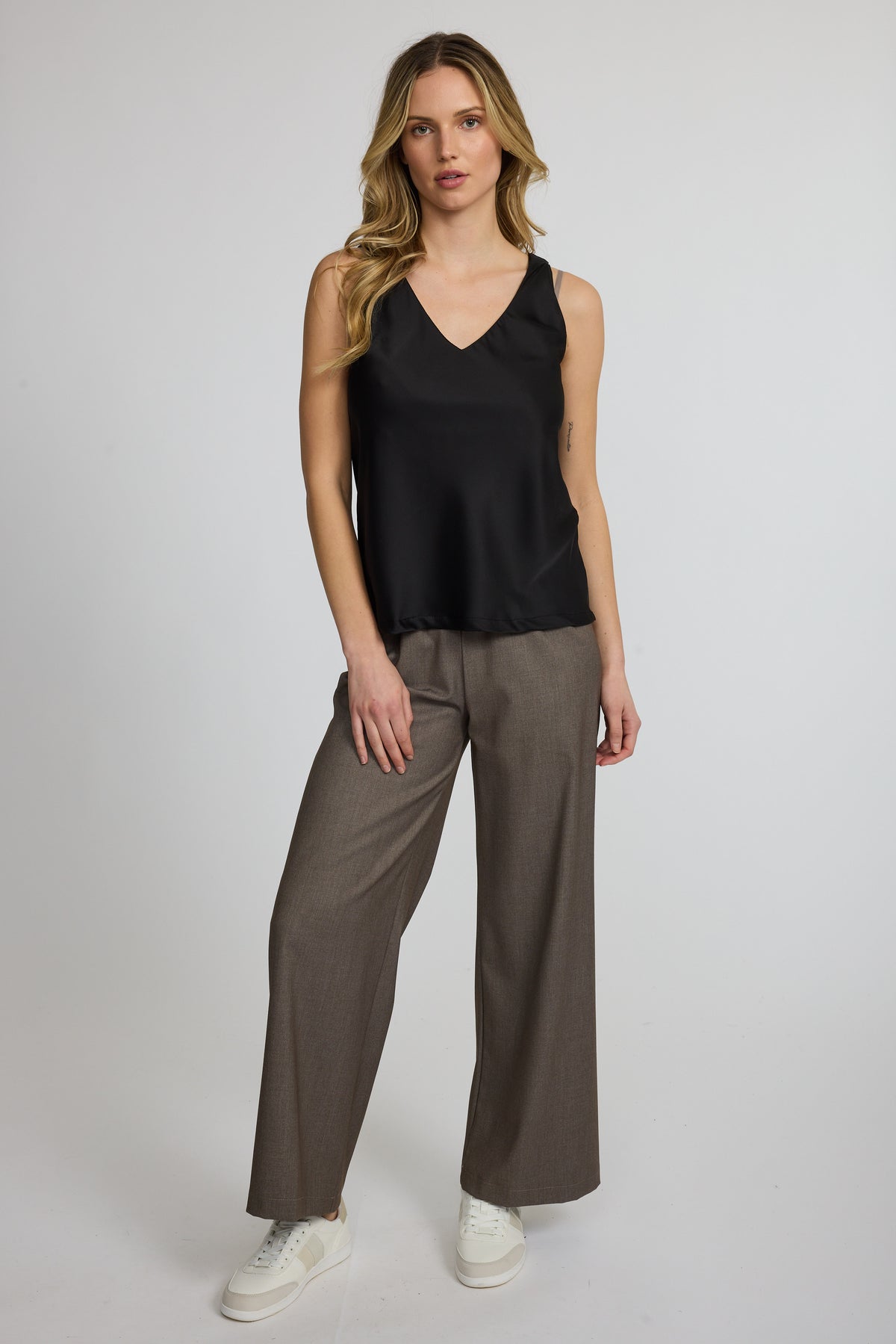 Sleeveless V-Neck Satin Top by Pistache
