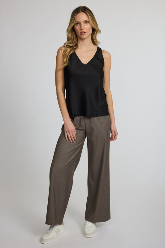 Sleeveless V-Neck Satin Top by Pistache
