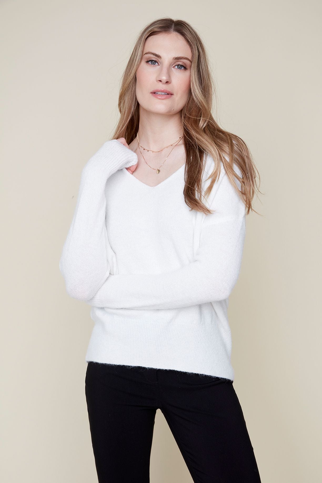 V-Neck Knit Sweater by Renuar