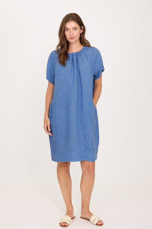 Gathered Linen Dress by Pistache