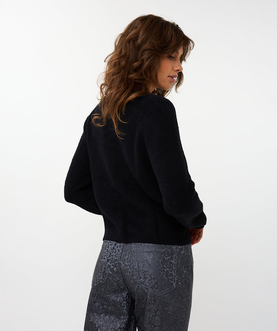 Sweater Bow Button Fake Placket by Esqualo