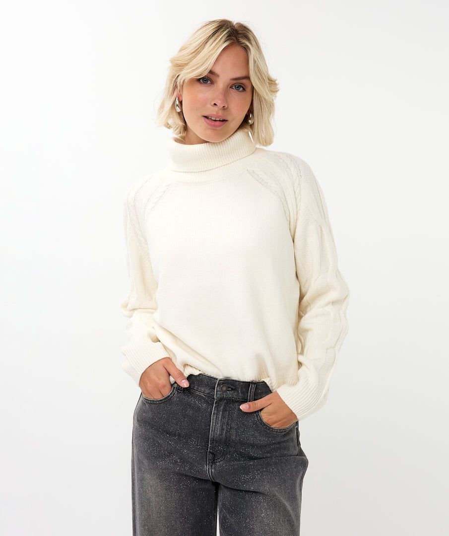 Sweater Raglan Col Cable Sleeve by Esqualo
