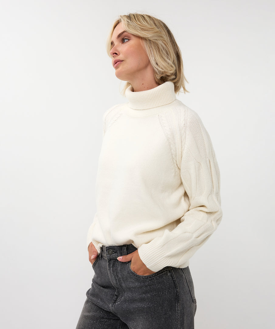 Sweater Raglan Col Cable Sleeve by Esqualo