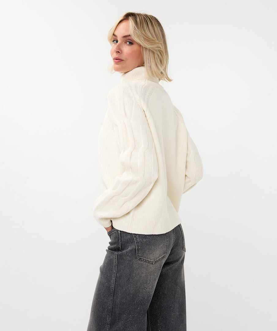 Sweater Raglan Col Cable Sleeve by Esqualo