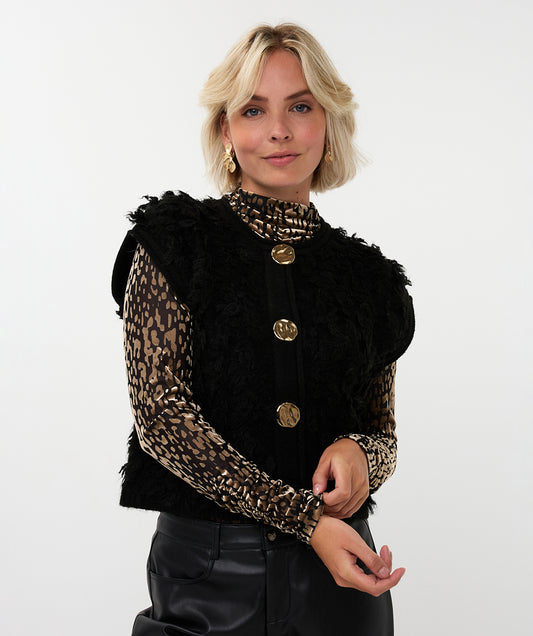 Cardigan Fringes Big Buttons by Esqualo