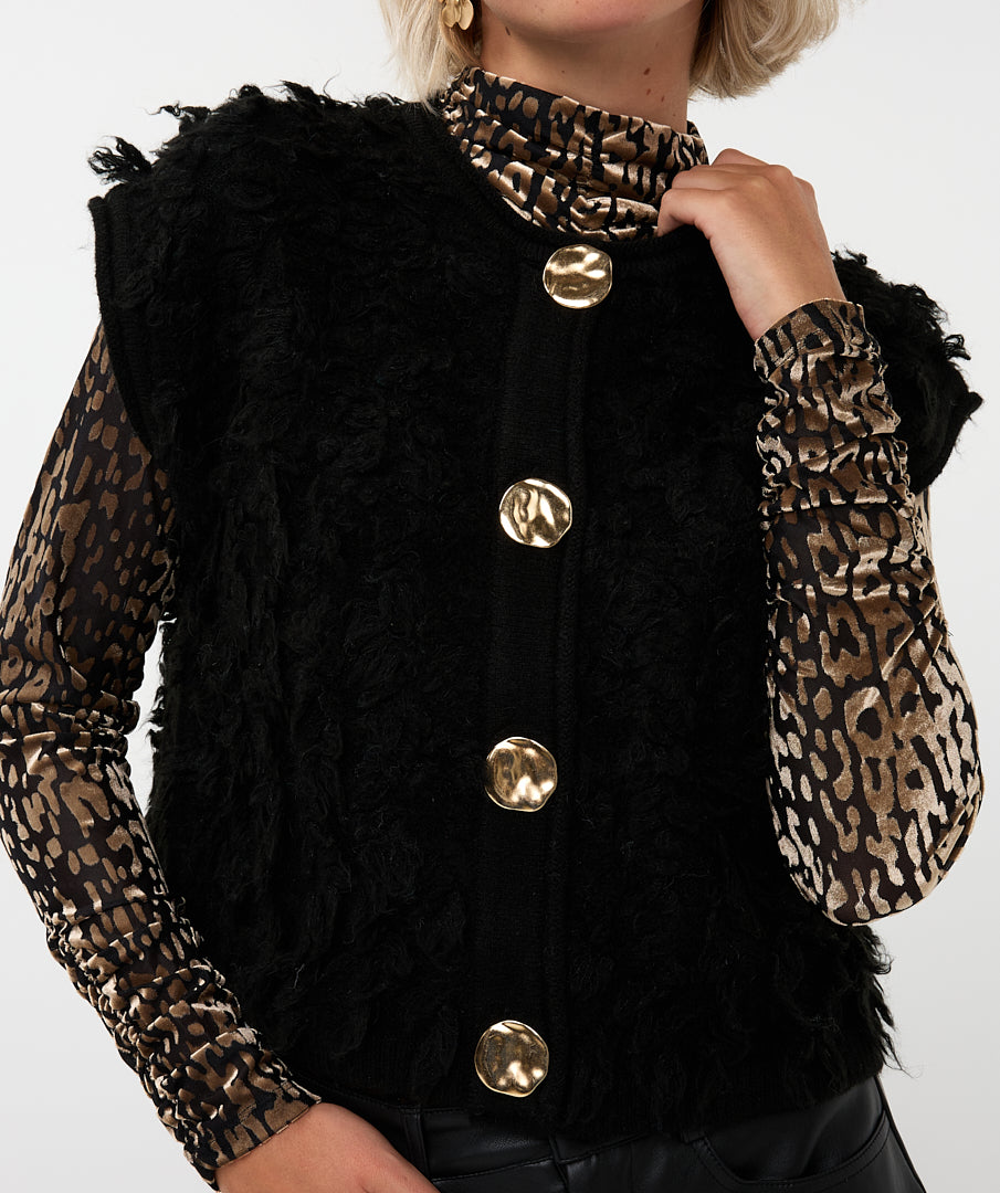 Cardigan Fringes Big Buttons by Esqualo