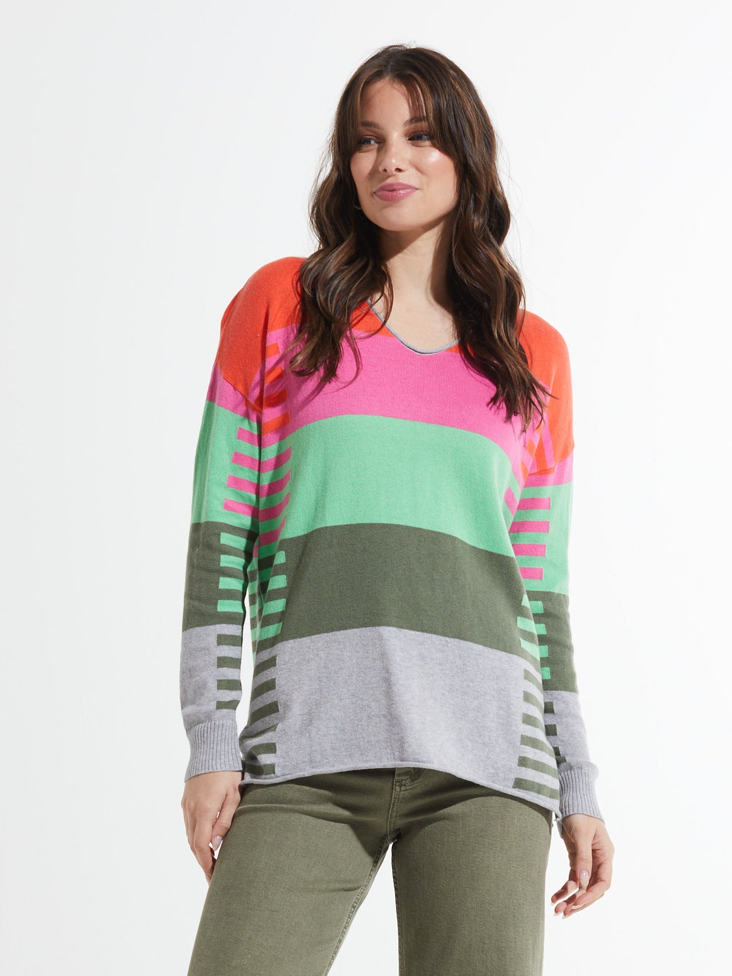 Varied Stripe V Sweater by Zaket and Plover