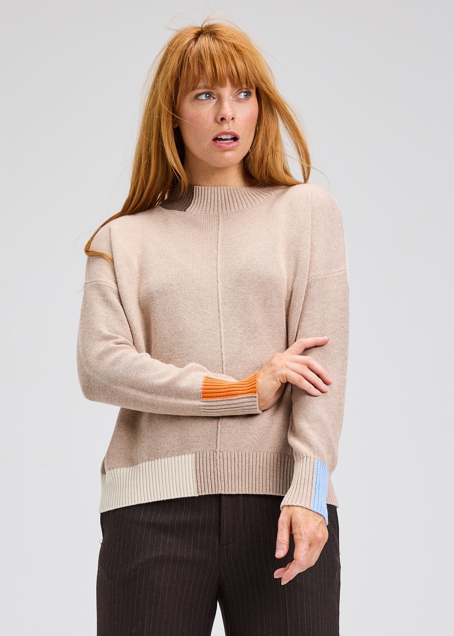 Color Block Trim Sweater by Zaket and Plover