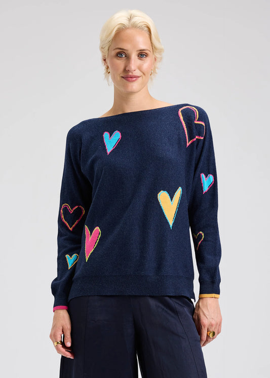 Intarsia Hearts Sweater by Zaket and Plover