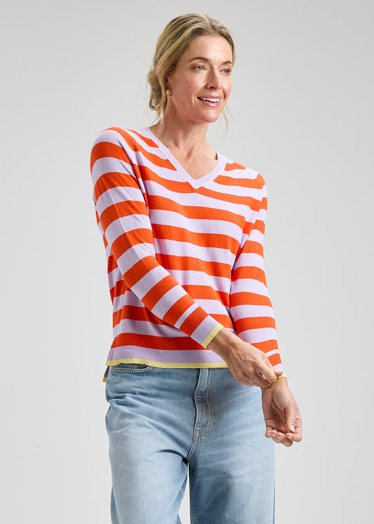 Stripe Vee Sweater by Zaket and Plover