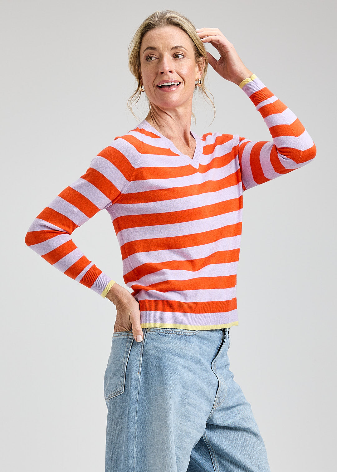 Stripe Vee Sweater by Zaket and Plover