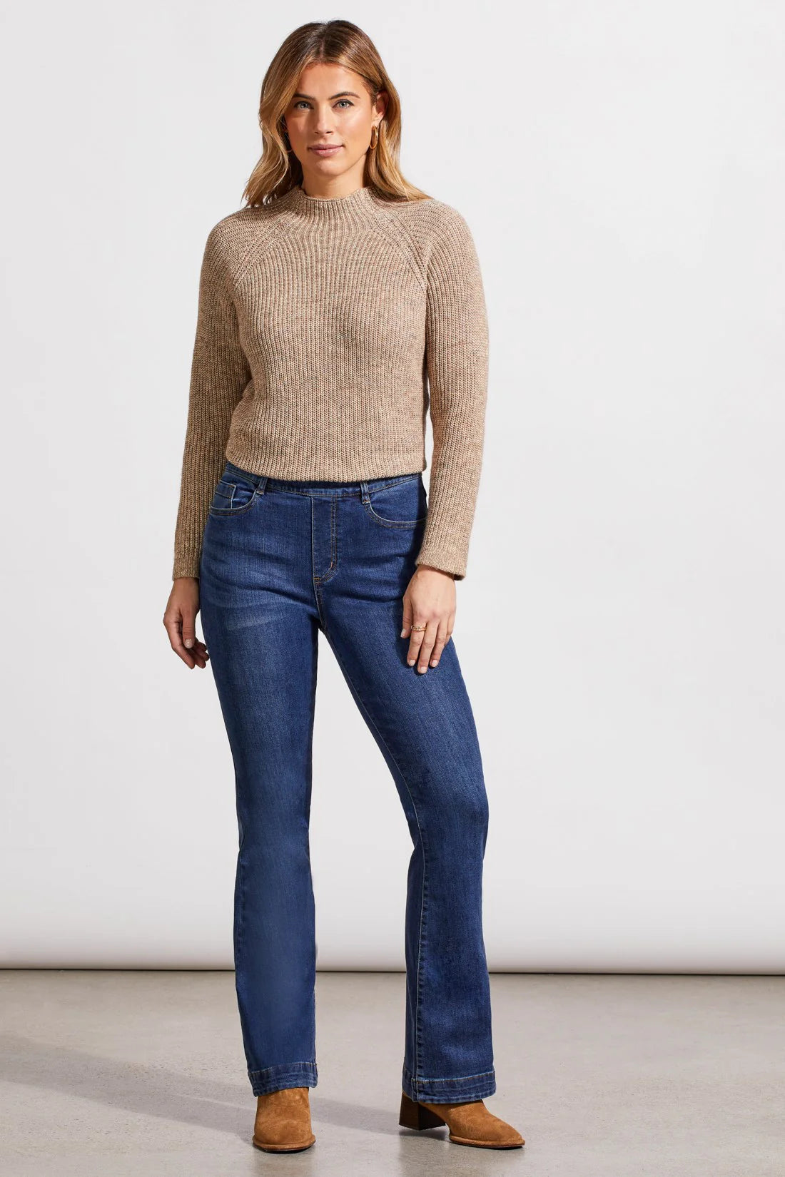 Audrey Pull on Flare Jeans with 5 Pockets in Blue Moon by Tribal