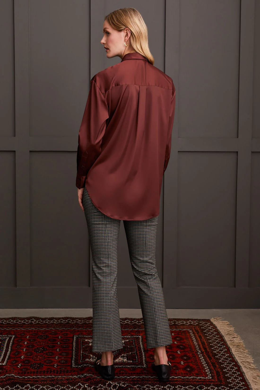 Flowy Satin shirt in Rum by Tribal