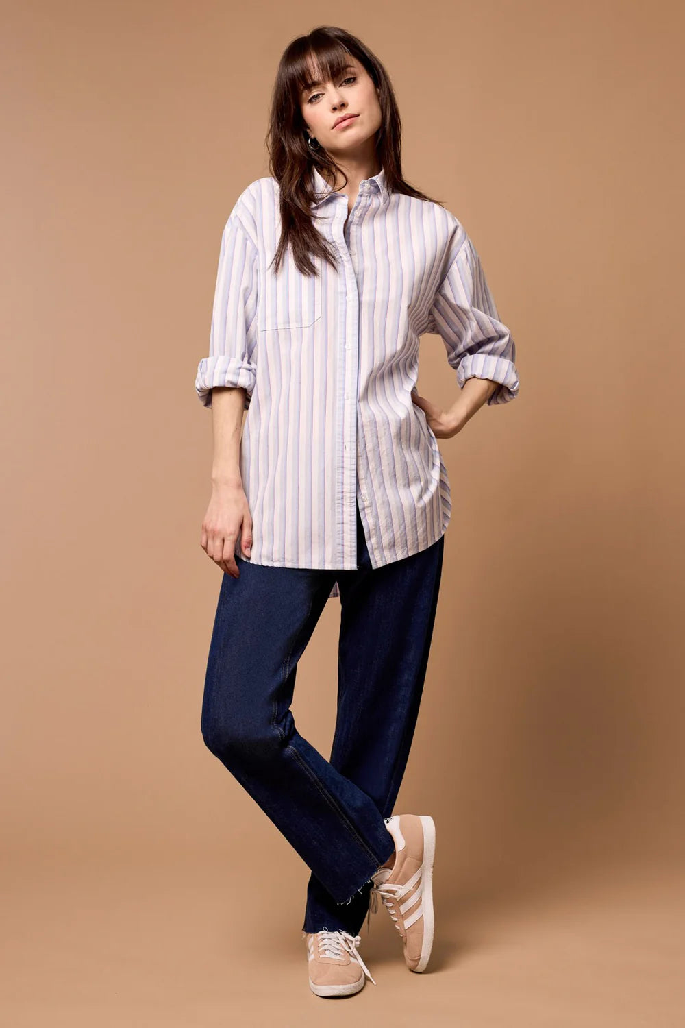 Loose Poplin Shirt in Periblue by Tribal