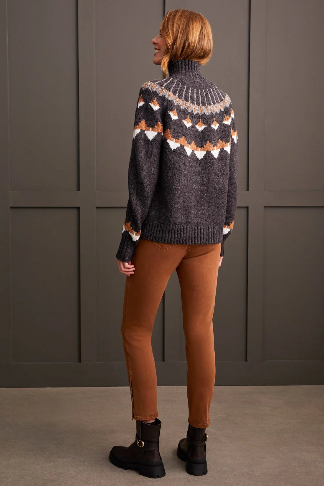 Intarsia Sweater in Walnut by Tribal