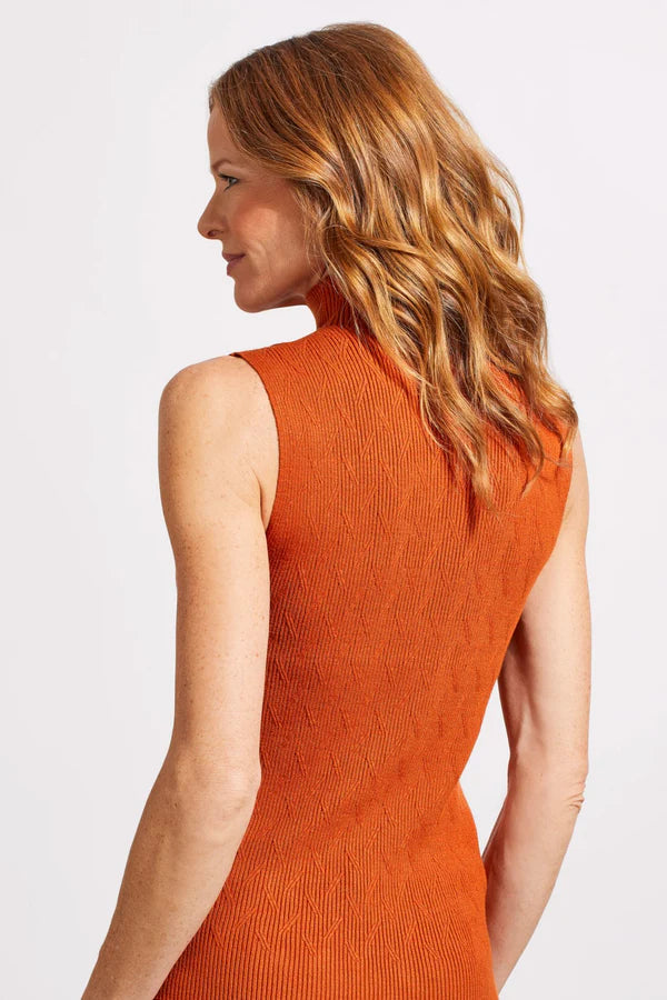 Textured Mock Neck Top in Dk. Dessert by Tribal