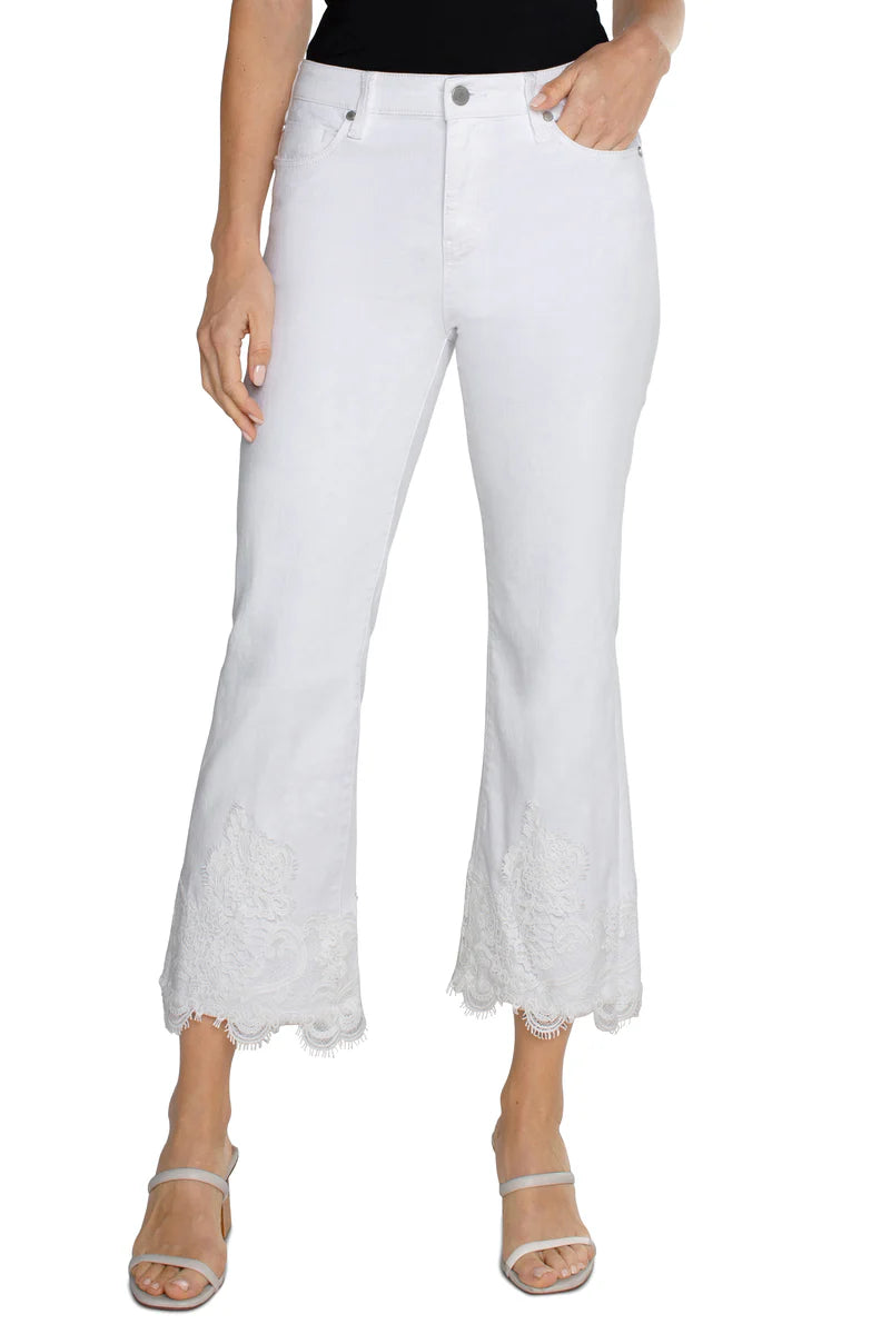 Hannah Crop Flare with Lace Applique at Hem by Liverpool