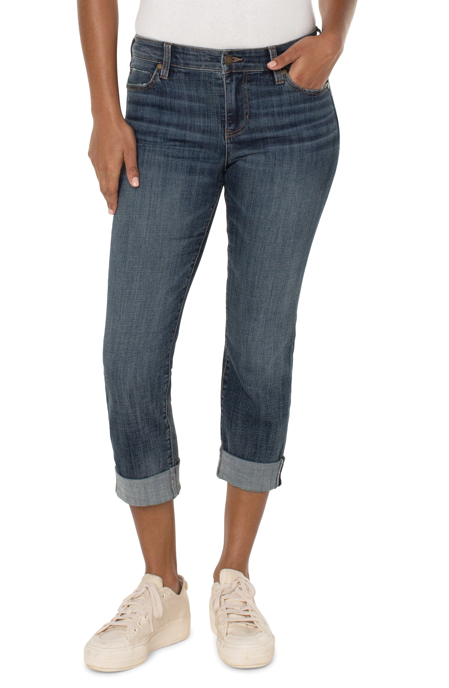 Charlie Crop Skinny with Wide Rolled Cuff in Pearson by Liverpool